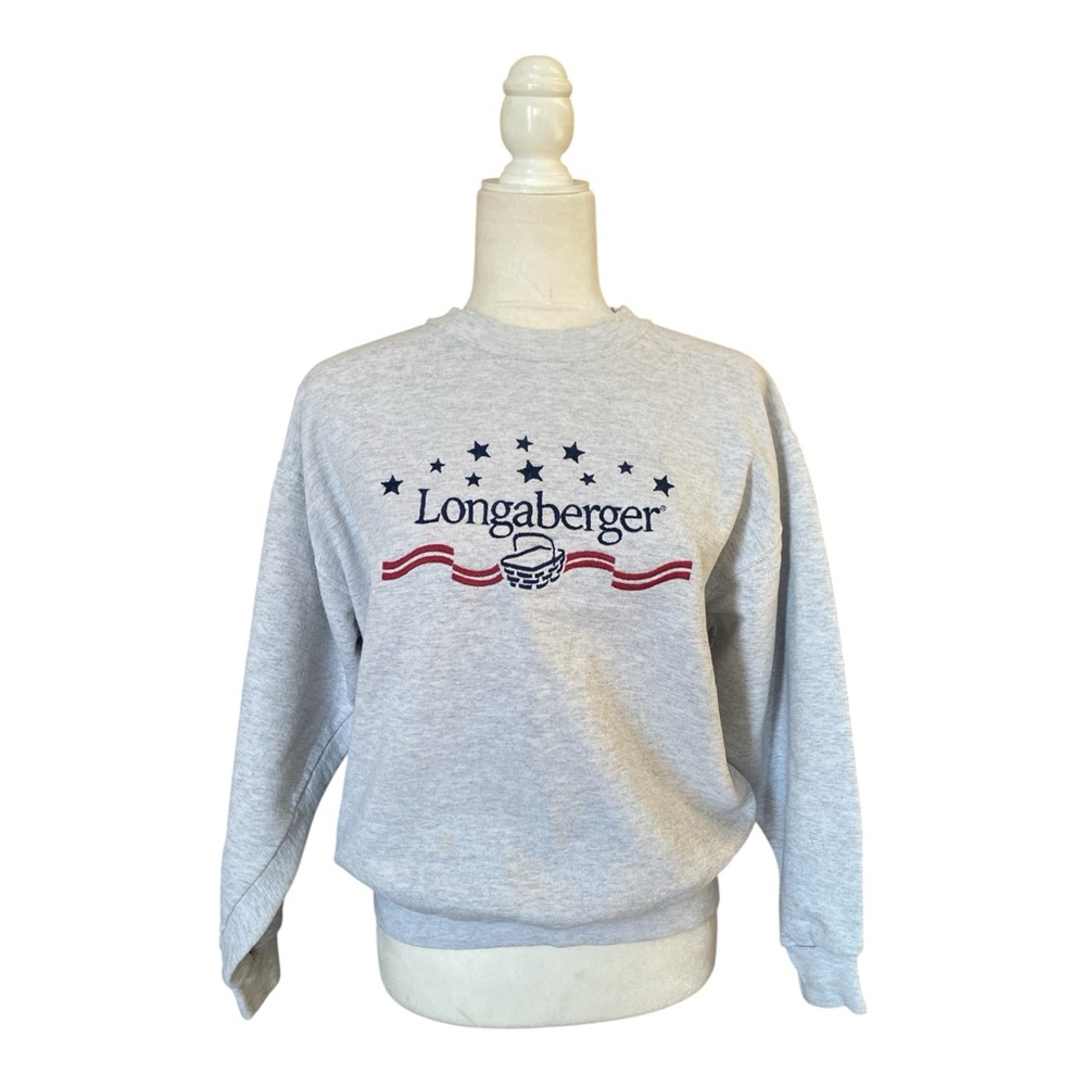 Jerzees Hot Cotton Vintage Longaberger Grey Sweatshirt Embroidered